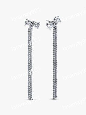 Pavé Bow Drop Earrings